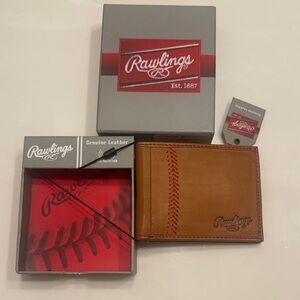 Rawlings Tan Leather Wallet with Red Stitching